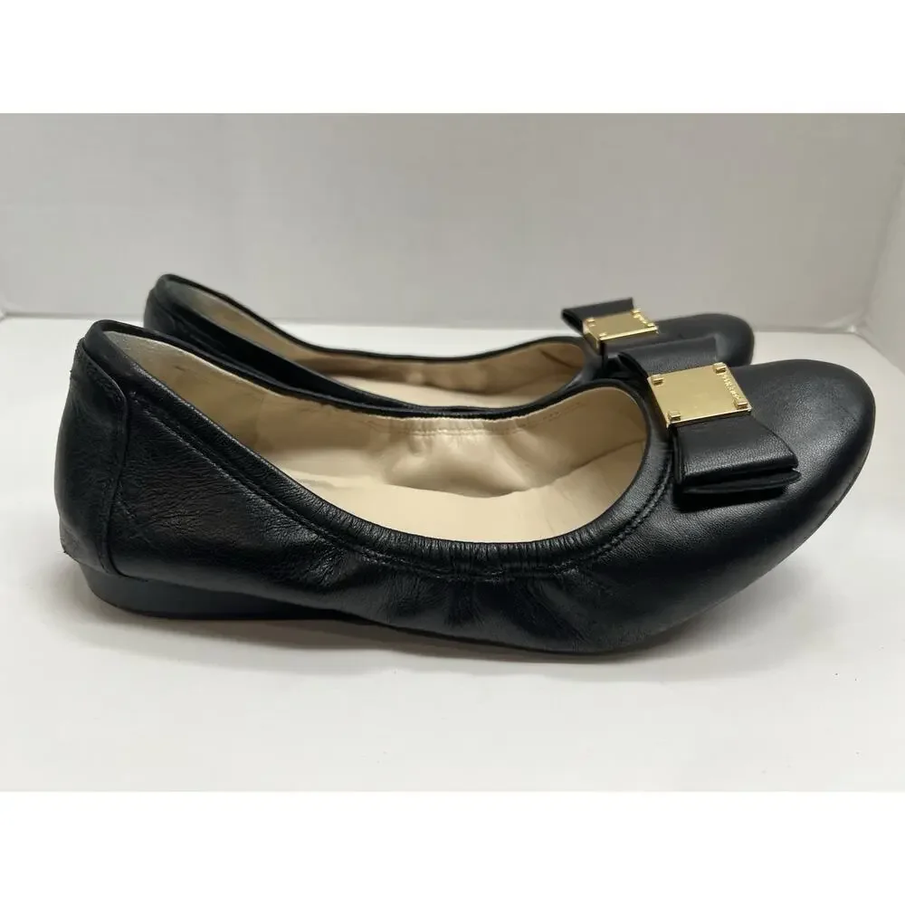 Cole Haan Women’s Tali Bow Ballet Flats Slip Ons Black Leather Size 7 Medium